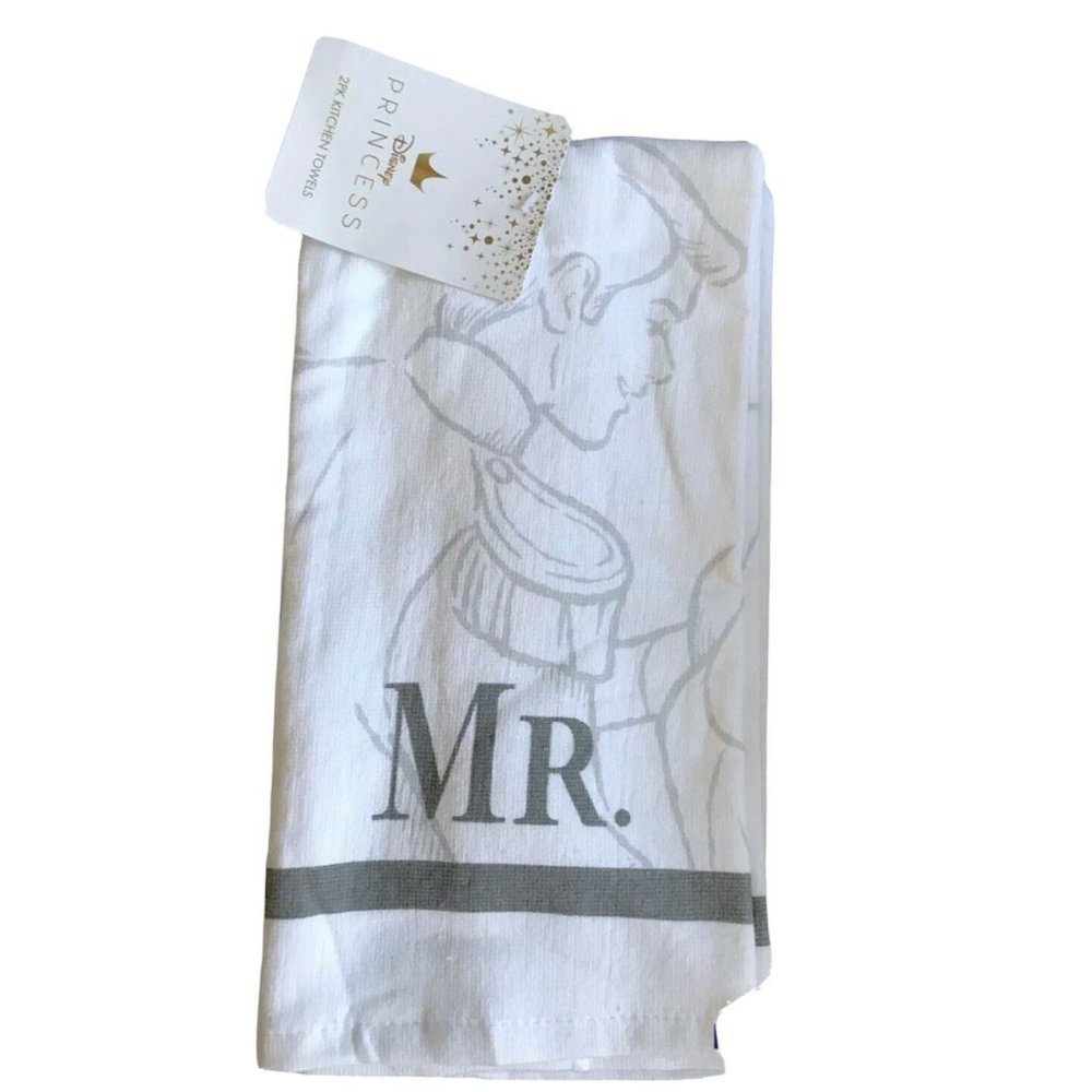New Princess Mr & Mrs Cinderella & Prince Disney 2 Pack Kitchen Towels 16x26